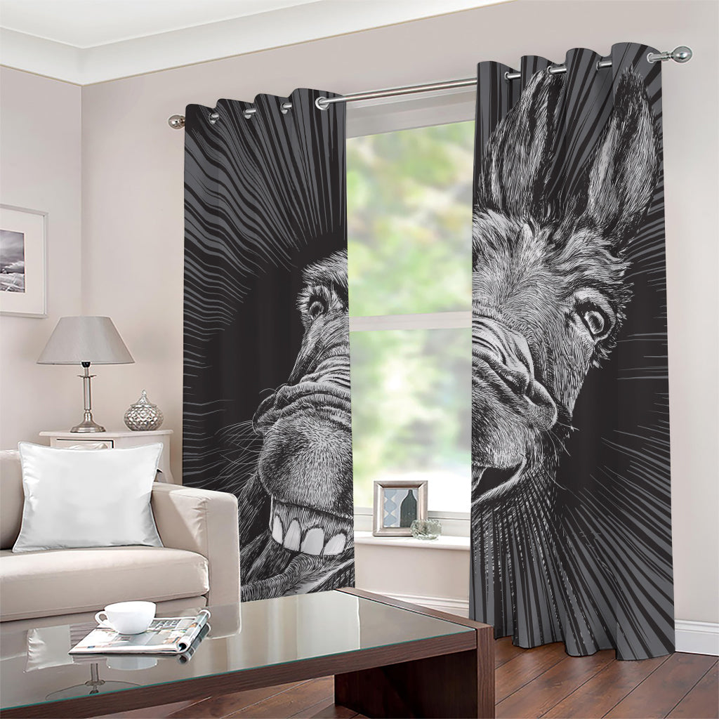 Black And White Crazy Donkey Print Grommet Curtains