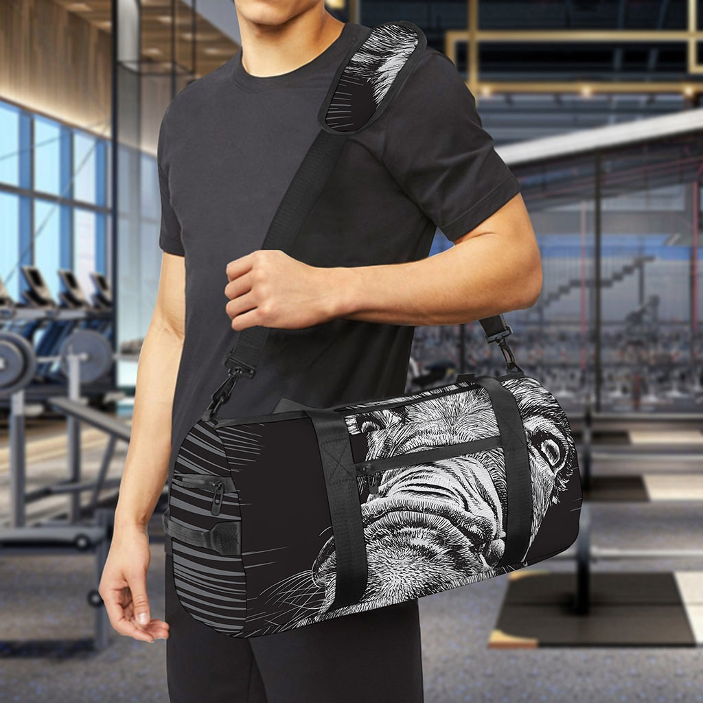 Black And White Crazy Donkey Print Gym Bag