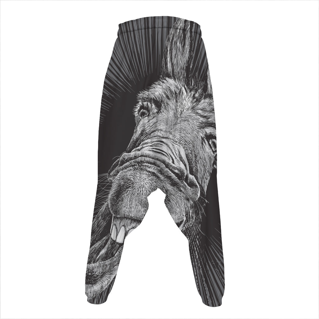 Black And White Crazy Donkey Print Hammer Pants