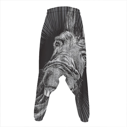 Black And White Crazy Donkey Print Hammer Pants