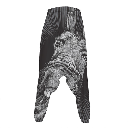Black And White Crazy Donkey Print Hammer Pants