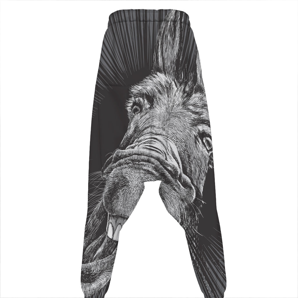 Black And White Crazy Donkey Print Hammer Pants