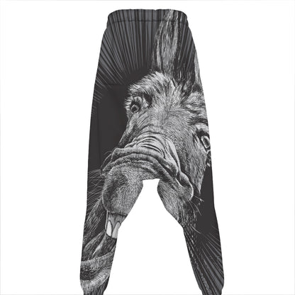 Black And White Crazy Donkey Print Hammer Pants