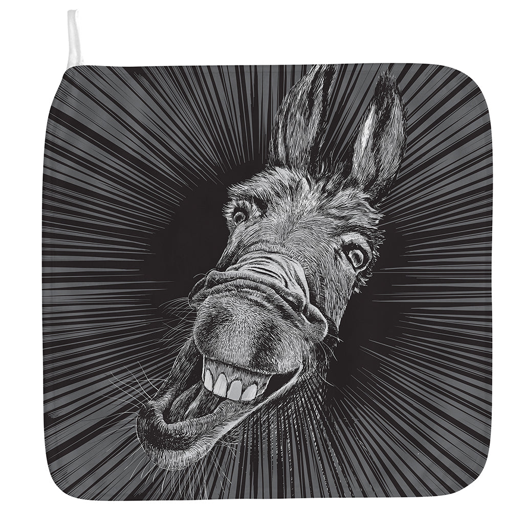 Black And White Crazy Donkey Print Hand Towel