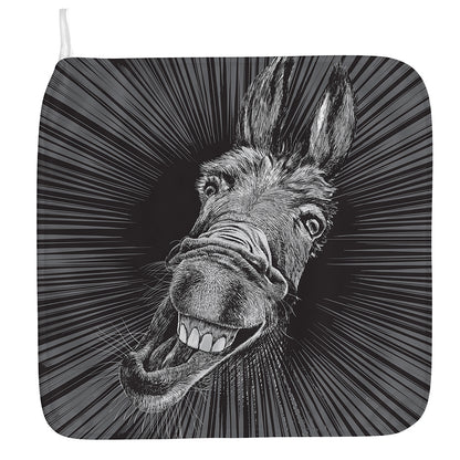 Black And White Crazy Donkey Print Hand Towel
