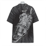 Black And White Crazy Donkey Print Hawaiian Shirt