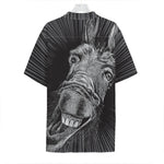 Black And White Crazy Donkey Print Hawaiian Shirt