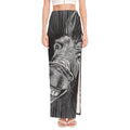 Black And White Crazy Donkey Print High Slit Maxi Skirt