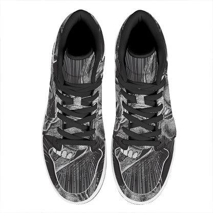 Black And White Crazy Donkey Print High Top Leather Sneakers