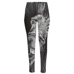 Black And White Crazy Donkey Print High-Waisted Pocket Leggings
