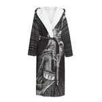 Black And White Crazy Donkey Print Hooded Bathrobe