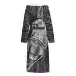 Black And White Crazy Donkey Print Hooded Bathrobe