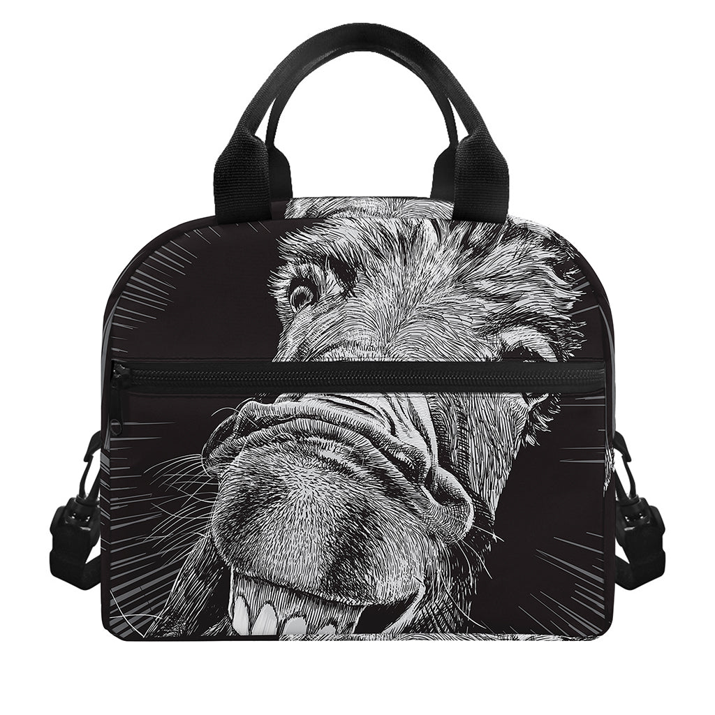 Black And White Crazy Donkey Print Insulated Lunch Bag