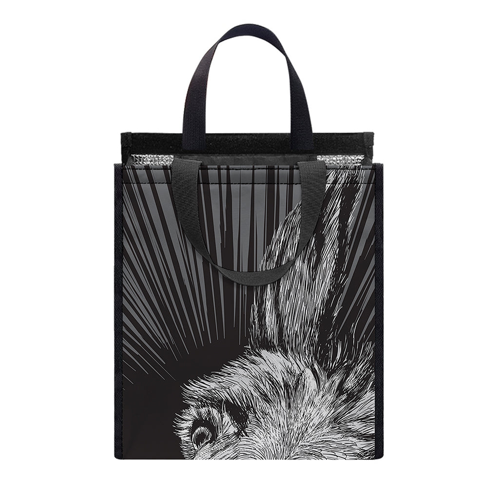 Black And White Crazy Donkey Print Insulated Lunch Tote