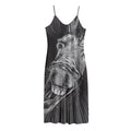Black And White Crazy Donkey Print Jersey Midi Cami Dress