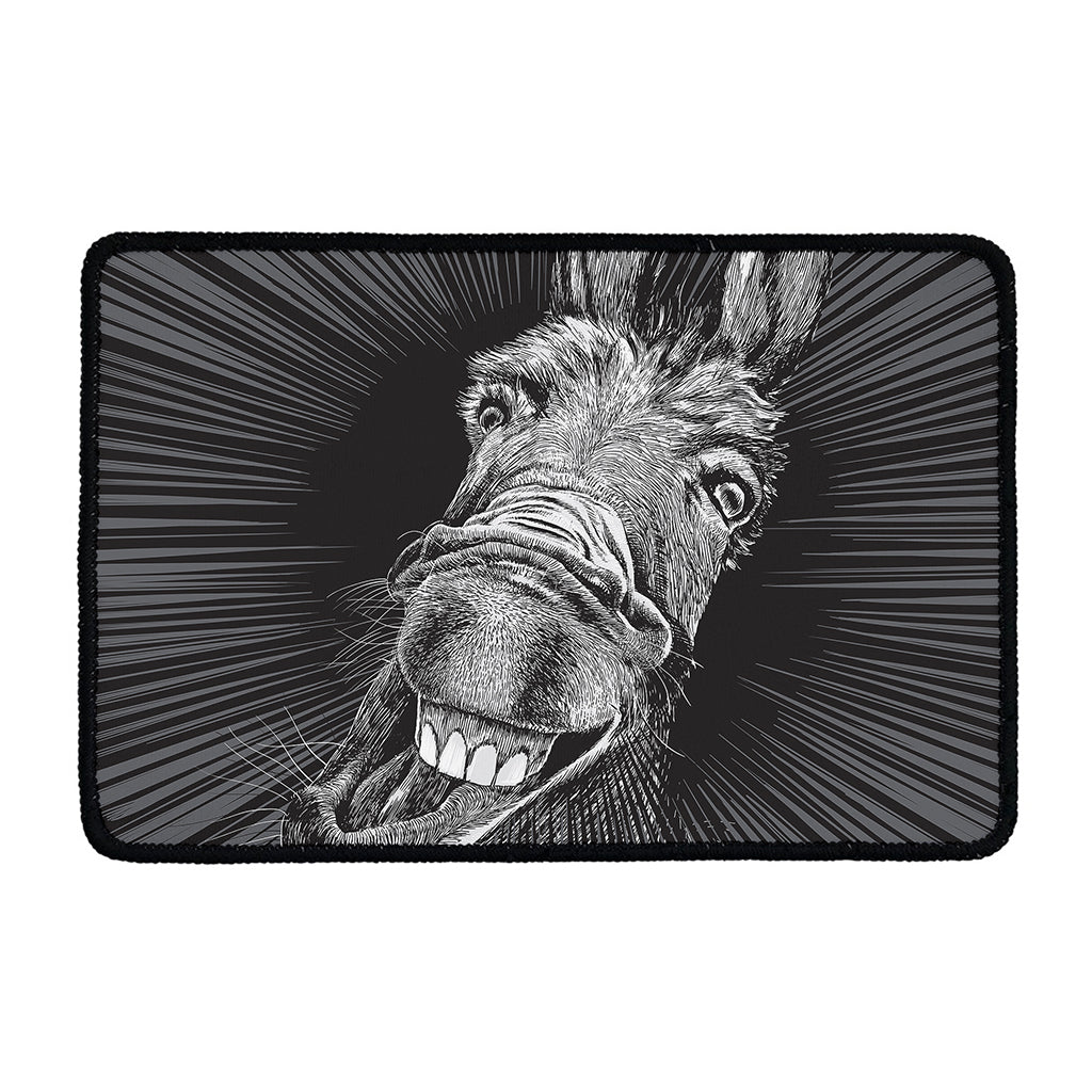 Black And White Crazy Donkey Print Kitchen Mat