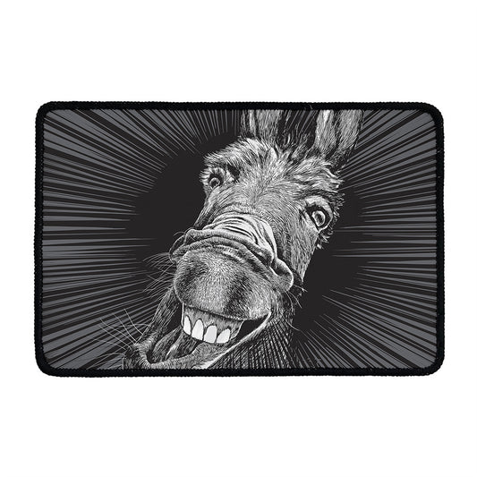 Black And White Crazy Donkey Print Kitchen Mat