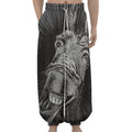 Black And White Crazy Donkey Print Lantern Pants