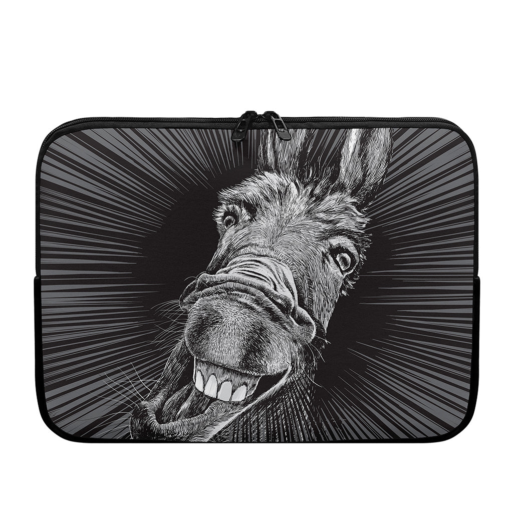 Black And White Crazy Donkey Print Laptop Sleeve