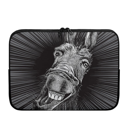 Black And White Crazy Donkey Print Laptop Sleeve
