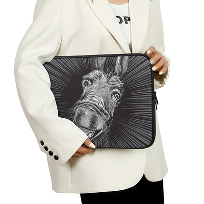 Black And White Crazy Donkey Print Laptop Sleeve