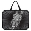 Black And White Crazy Donkey Print Laptop Sleeve With Handle