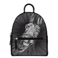 Black And White Crazy Donkey Print Leather Backpack