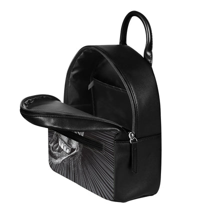 Black And White Crazy Donkey Print Leather Backpack
