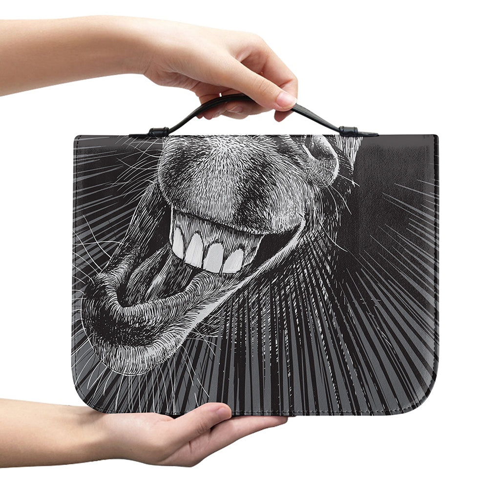 Black And White Crazy Donkey Print Leather Bible Cover