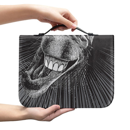 Black And White Crazy Donkey Print Leather Bible Cover
