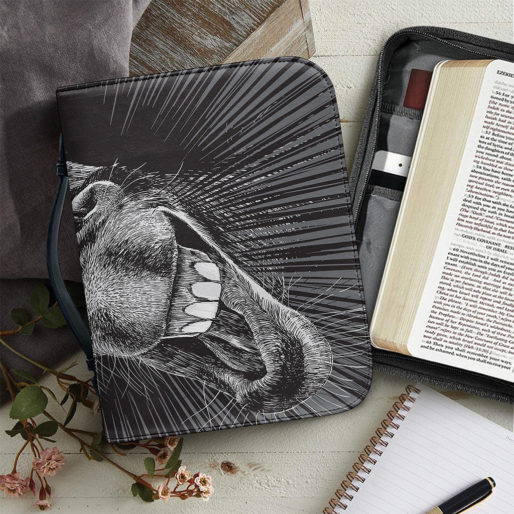 Black And White Crazy Donkey Print Leather Bible Cover