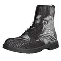 Black And White Crazy Donkey Print Lace-Up Boots