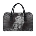 Black And White Crazy Donkey Print Leather Duffel Bag