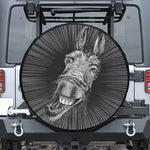 Black And White Crazy Donkey Print Leather Spare Tire Cover