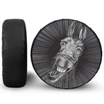 Black And White Crazy Donkey Print Leather Spare Tire Cover