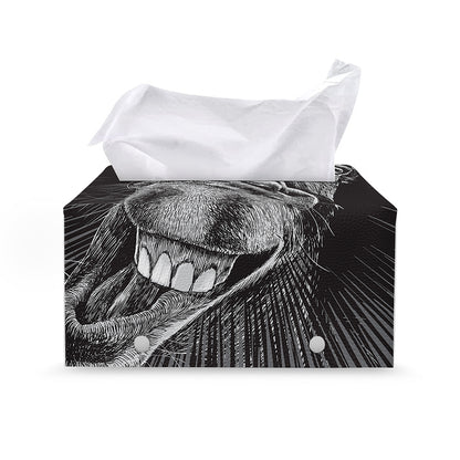 Black And White Crazy Donkey Print Leather Tissue Box Cover