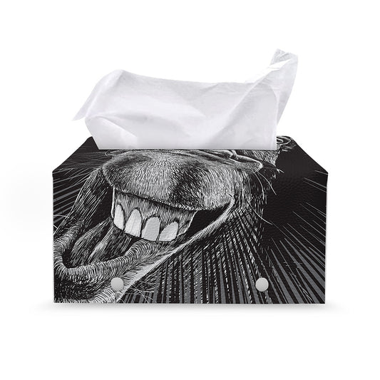 Black And White Crazy Donkey Print Leather Tissue Box Cover