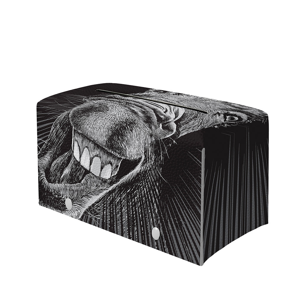 Black And White Crazy Donkey Print Leather Tissue Box Cover