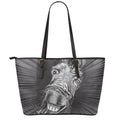 Black And White Crazy Donkey Print Leather Tote Bag With Zipper