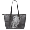 Black And White Crazy Donkey Print Leather Tote Bag