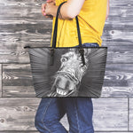 Black And White Crazy Donkey Print Leather Tote Bag