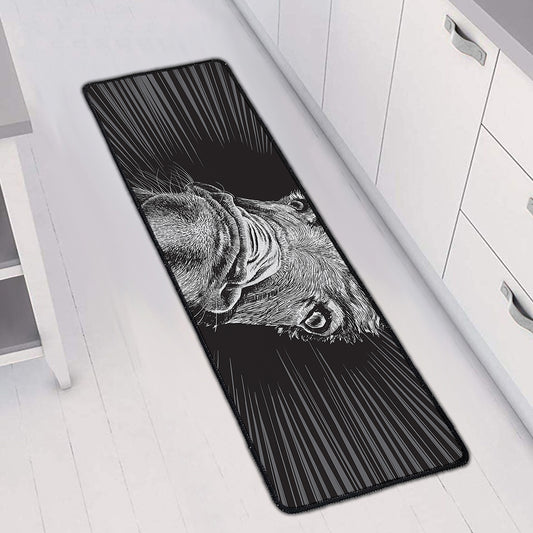 Black And White Crazy Donkey Print Long Kitchen Mat