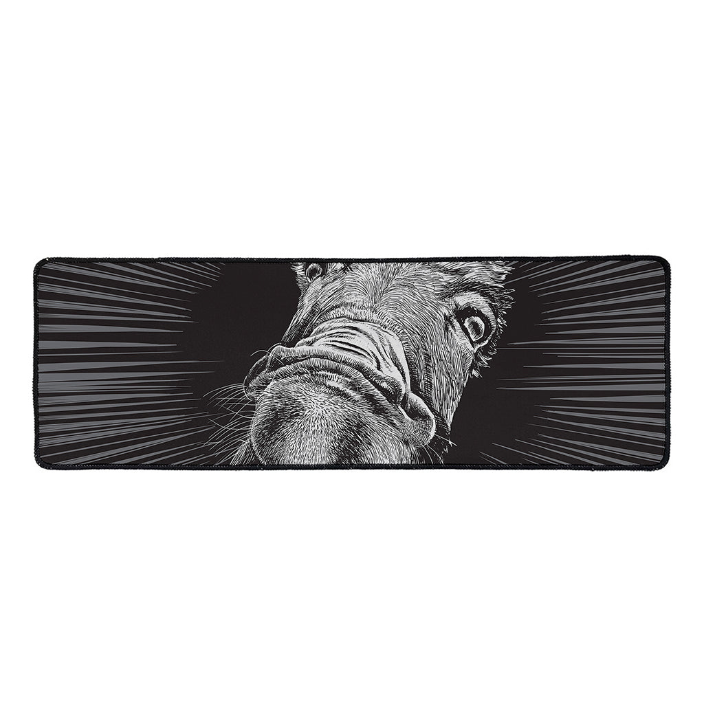Black And White Crazy Donkey Print Long Kitchen Mat