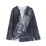 Black And White Crazy Donkey Print Long Sleeve Short Coat