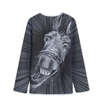Black And White Crazy Donkey Print Long Sleeve Short Coat