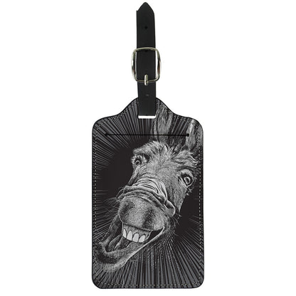 Black And White Crazy Donkey Print Luggage Tag