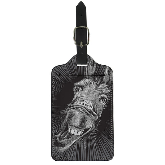Black And White Crazy Donkey Print Luggage Tag