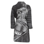Black And White Crazy Donkey Print Men's Bathrobe