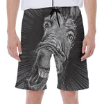 Black And White Crazy Donkey Print Men's Beach Shorts