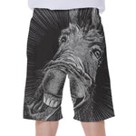 Black And White Crazy Donkey Print Men's Beach Shorts